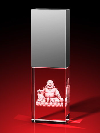 Lachender Buddha - USB-Stick, LED weiß, 64 GB – GLASFOTO.COM